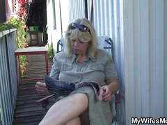 Wife finds her old mom and husband fucking